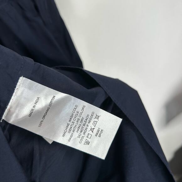 New Quince Navy Blue Organic Cotton Poplin Smocked Midi Dress Women's Small - Picture 5 of 9